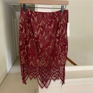 NWT Lace Burgundy/Maroon High-Waisted Skirt